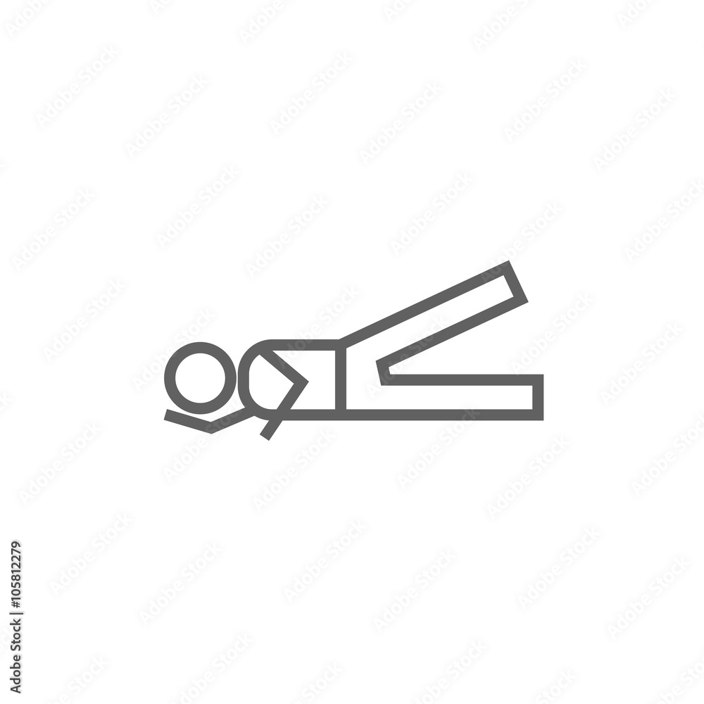 Man lying and lifting leg line icon. Man lying and lifting leg line icon.