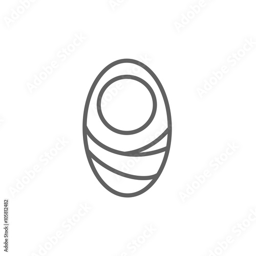 Infant wrapped in swaddling clothes line icon.