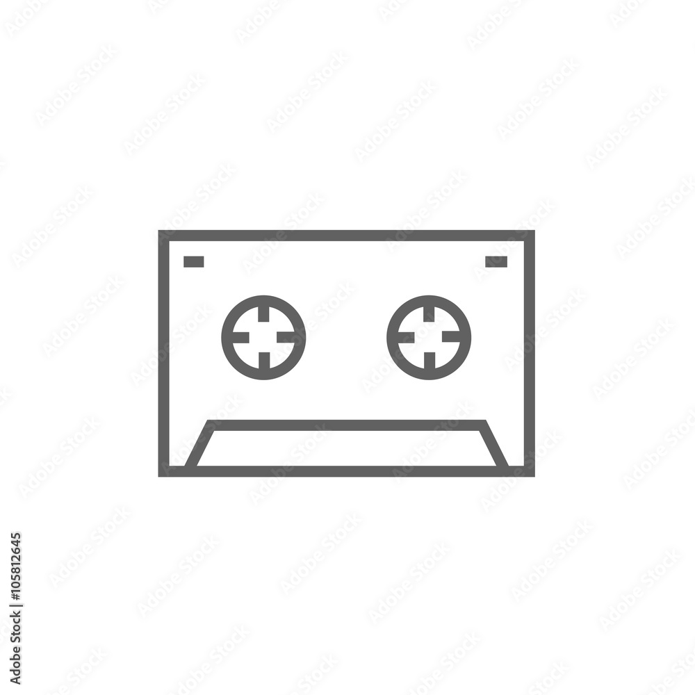 Cassette tape line icon. Cassette tape line icon.