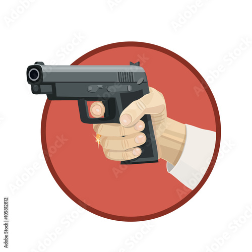 Icon pistol aimed at criminals/ Icon pistol aimed at criminals, to protect you from criminals who want to attack you 