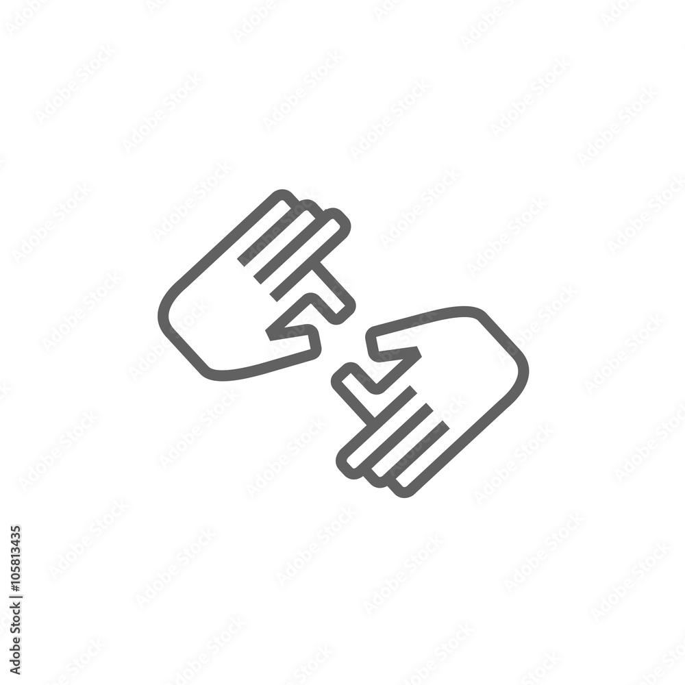 Finger language line icon. Finger language line icon.