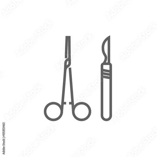 Surgical instruments line icon.
