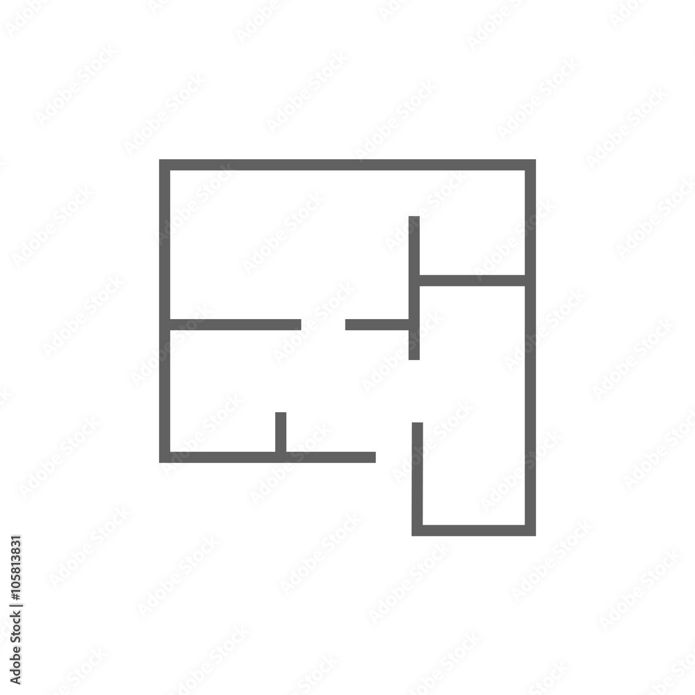 Layout of the house line icon. Layout of the house line icon.