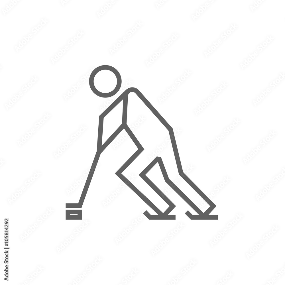 Hockey player line icon. Hockey player line icon.