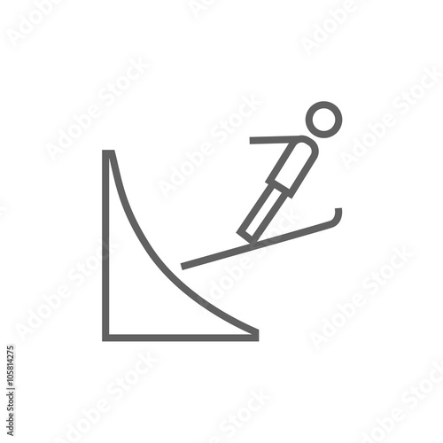 Ski jumping line icon.