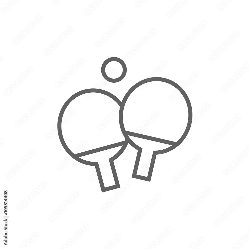 Table tennis racket and ball line icon. Table tennis racket and ball line icon.
