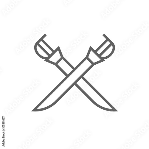 Crossed saber line icon.