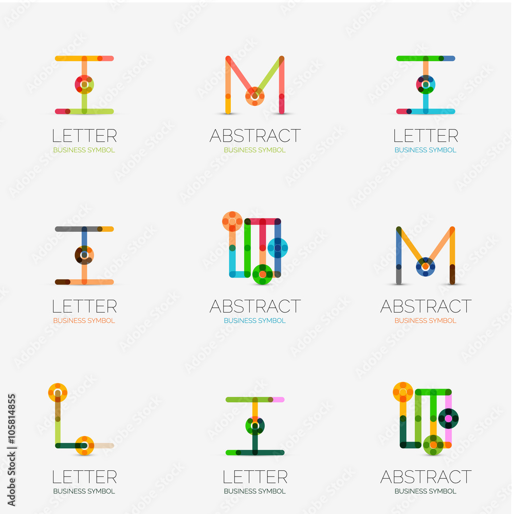Fototapeta premium Set of linear abstract geometrical icons and logos