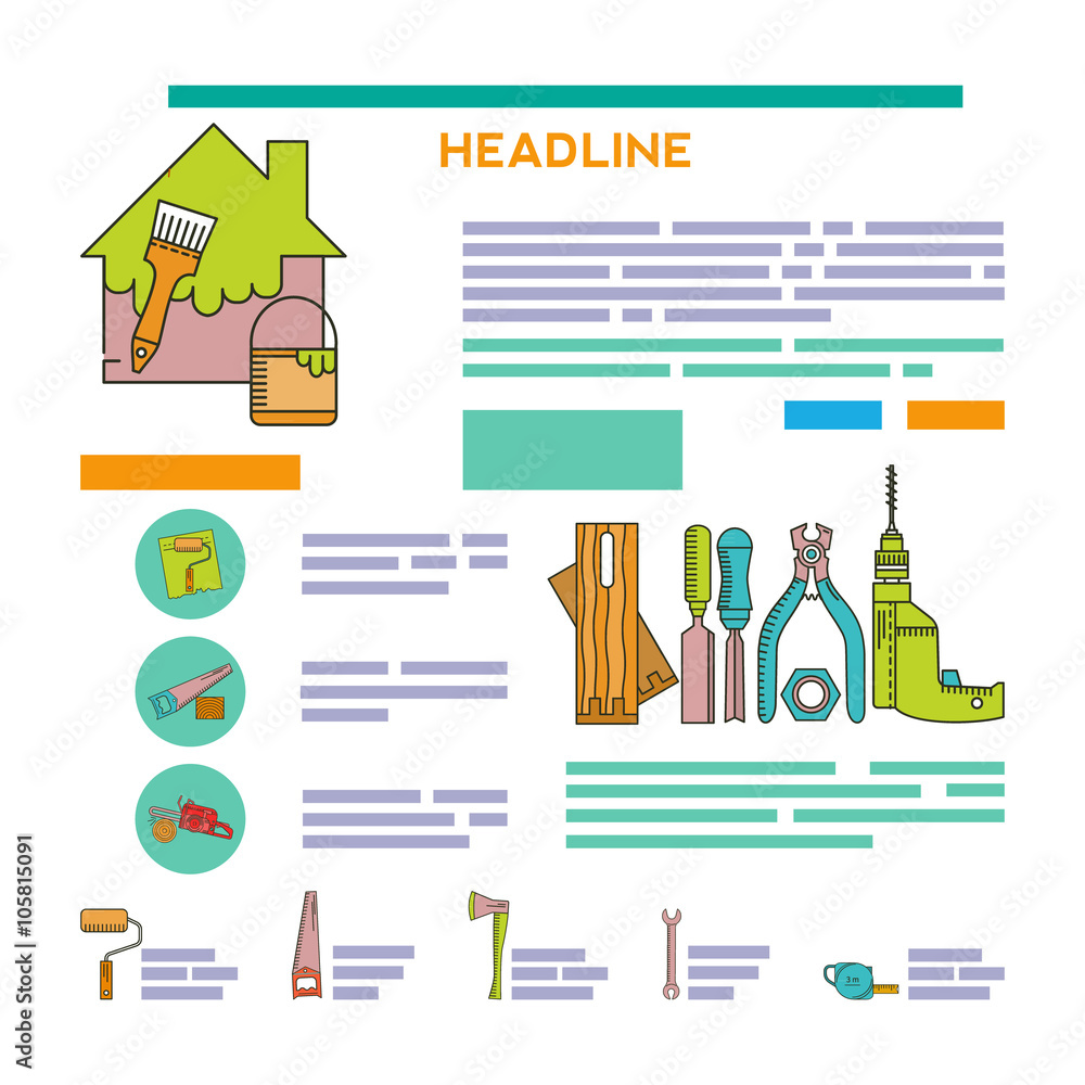 Obraz premium Template design brochure building tools.