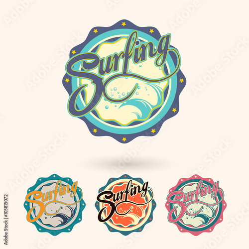 Photography summer surfing retro vintage logo emblem