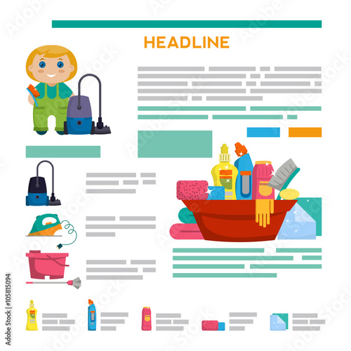 Template design vector brochure. Cleaning service