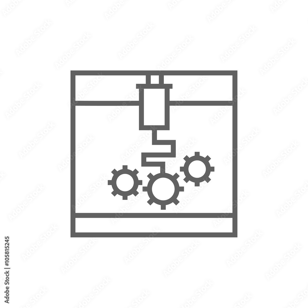 Tree D printing line icon. Tree D printing line icon.