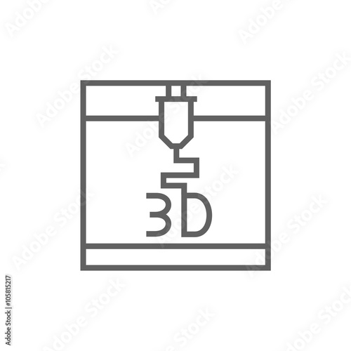 Tree D printing line icon.