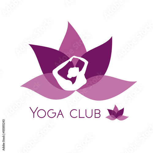 Human yoga shape in abstract lotus symbol.