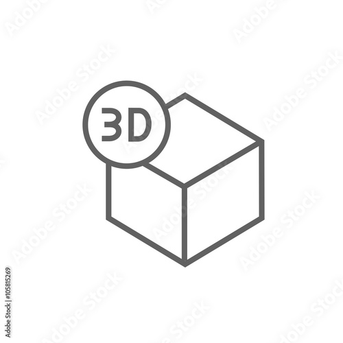 Three D box line icon.