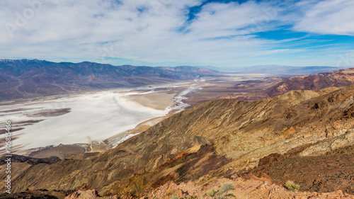 Dramatic panoramic view. Dante's view is a fantastic area high above Badwater with views all up and down Death Valley and across to the Panamint Mountains. Dante's View, Death Valley National Park