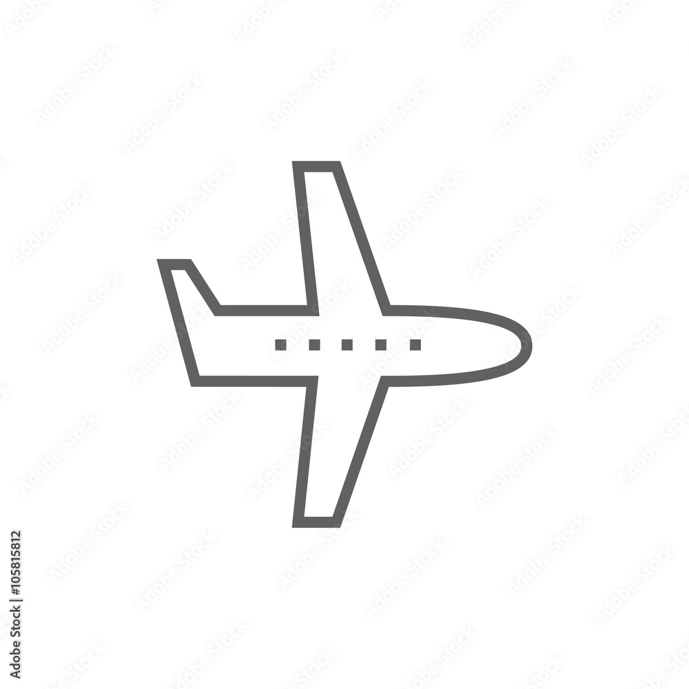 Fototapeta premium Flying airplane line icon.