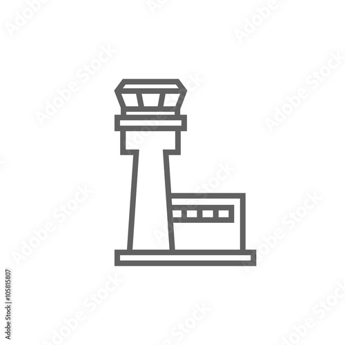 Flight control tower line icon.