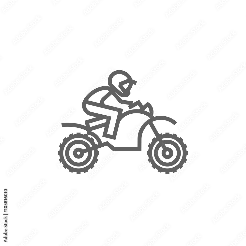 Man riding motocross bike line icon.