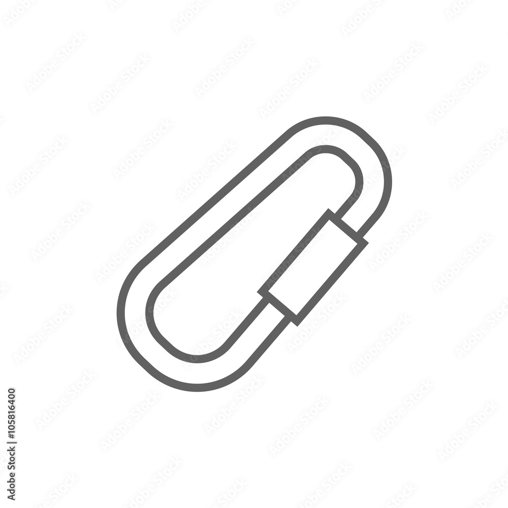 Climbing carabiner line icon. Climbing carabiner line icon.
