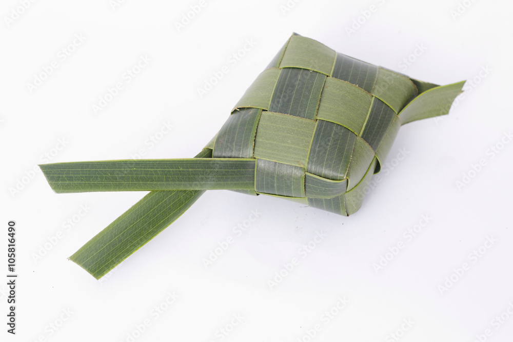 Ketupat on white background. Ketupat is traditional food in Malaysia ...