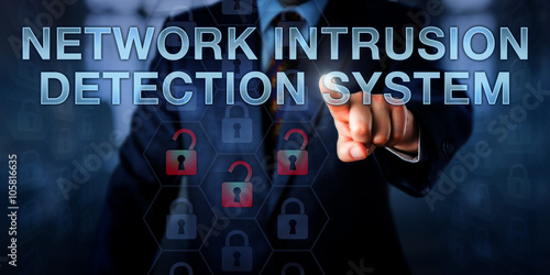 Obraz na płótnie Man Pushing NETWORK INTRUSION DETECTION SYSTEM