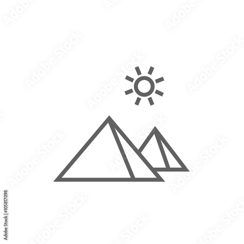 Egyptian pyramids line icon.