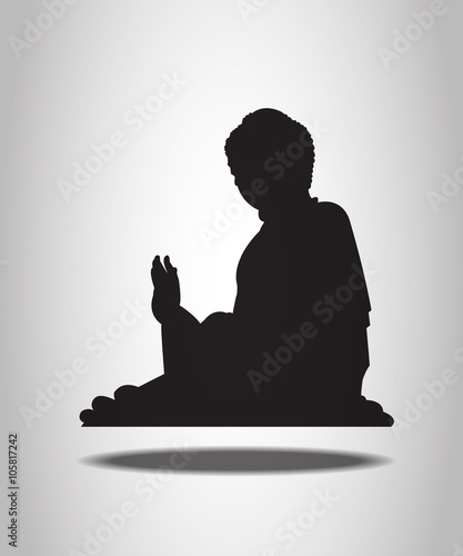 Big buddha statue on the mountain in Hong Kong Silhouettes on th