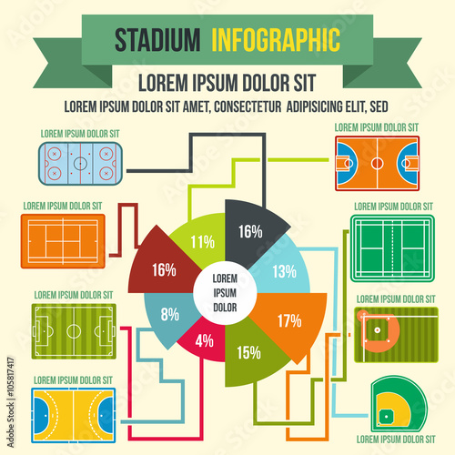 Stadium infographic elements, flat style