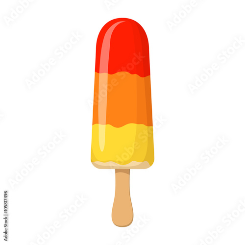 Strawberry ice cream on stick icon, cartoon style 