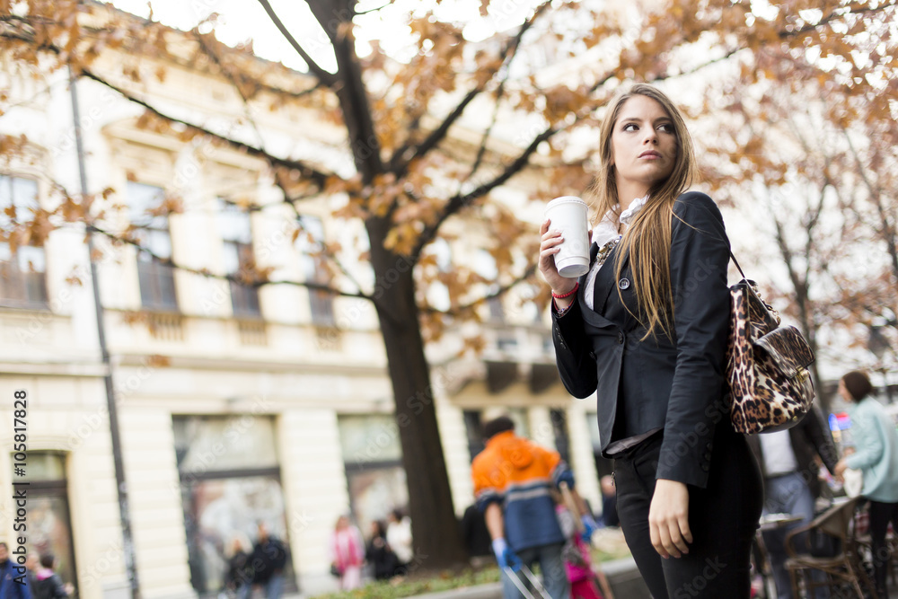 Fototapeta premium Woman with a coffee