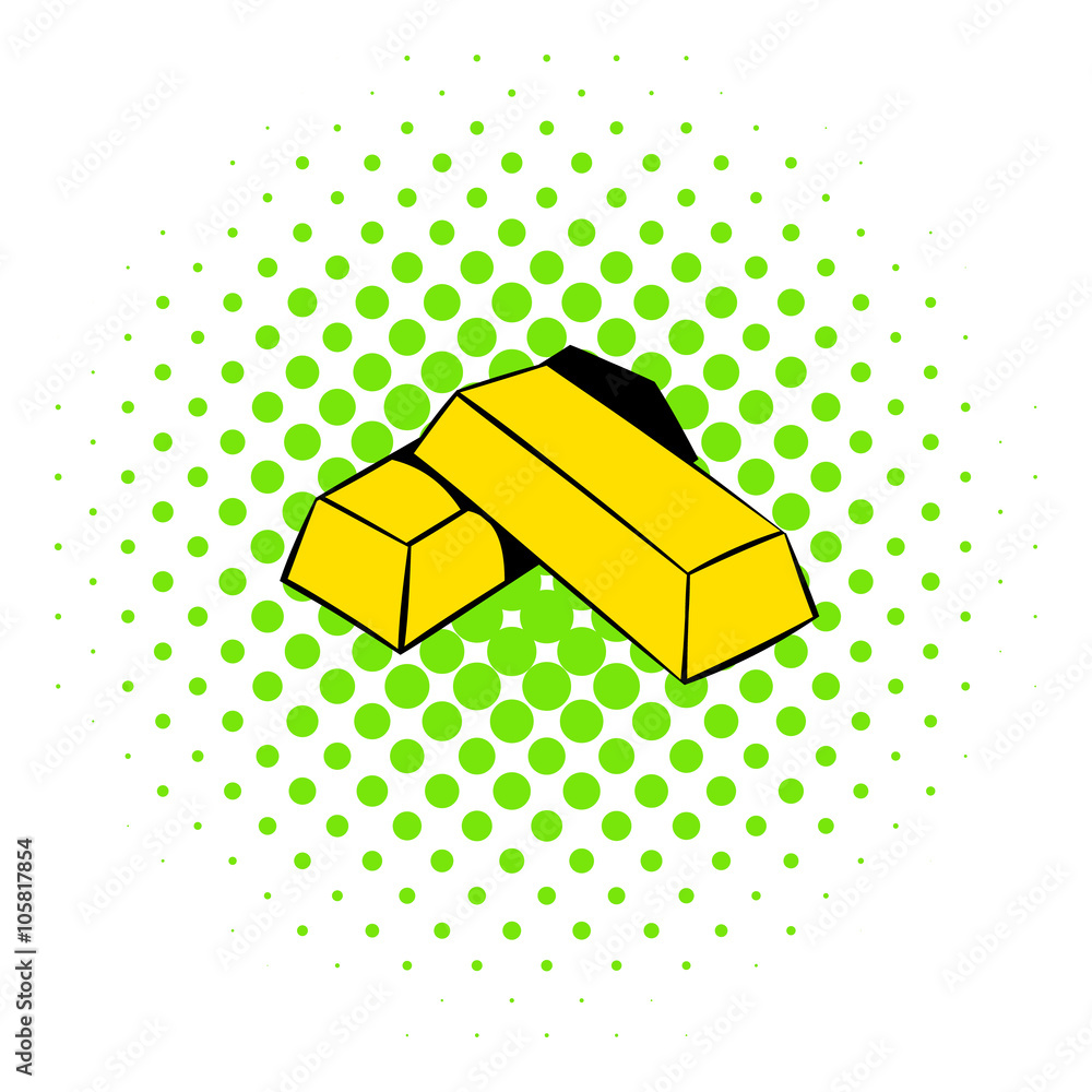 Obraz premium Gold bars icon, comics style 