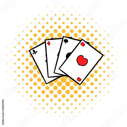 Playing cards icon, comics style
