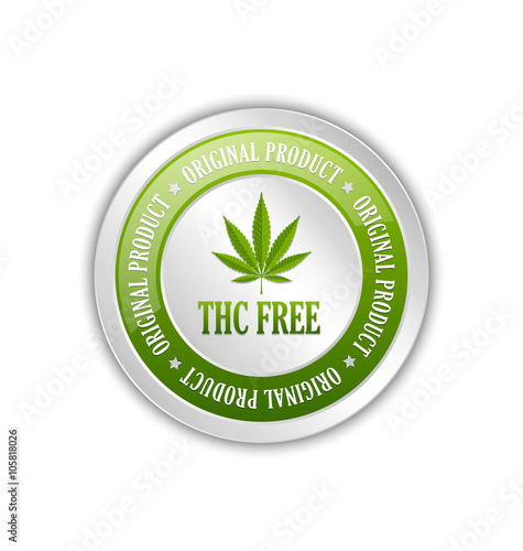 Marijuana hemp leaf icon with title THC FREE on white background