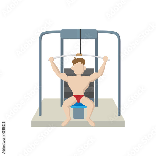 Naked man training shoulder press icon