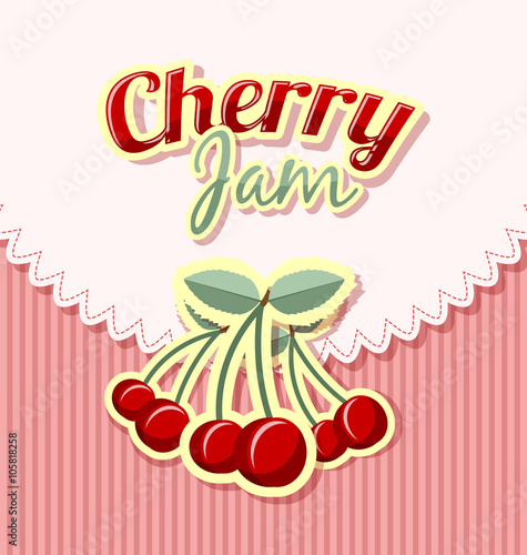 Retro cherry jam label