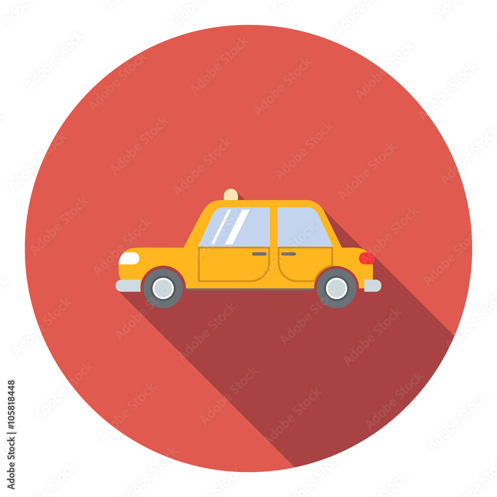 Yellow taxi car icon, flat style Yellow taxi car icon, flat style