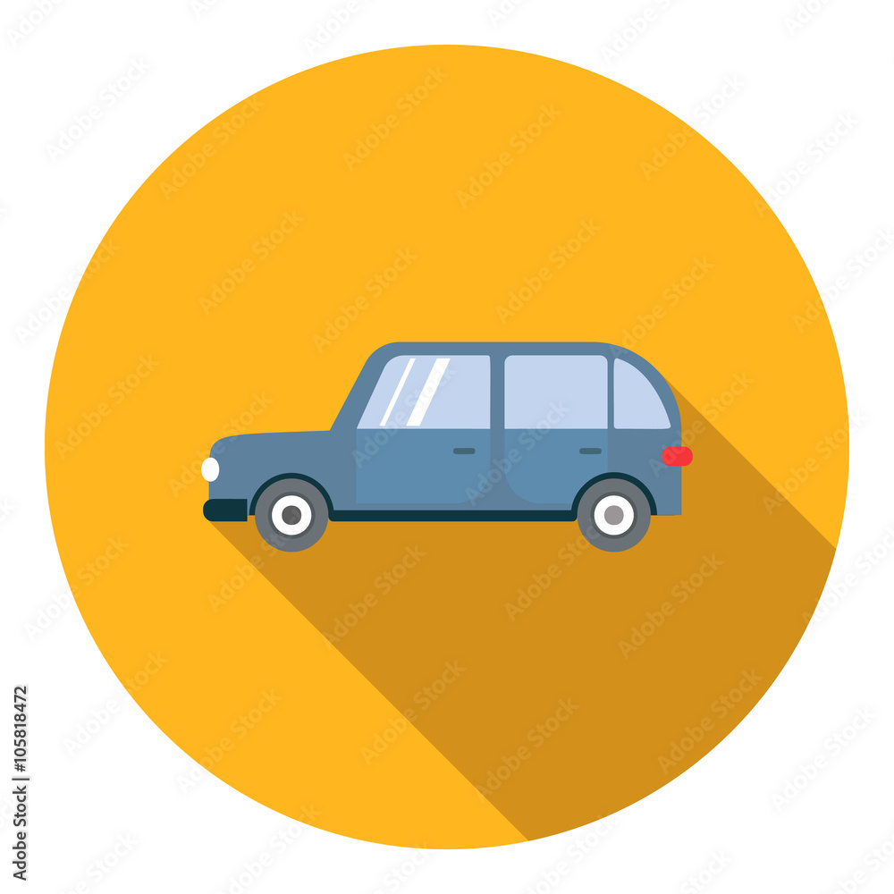 Mini van car icon, flat style