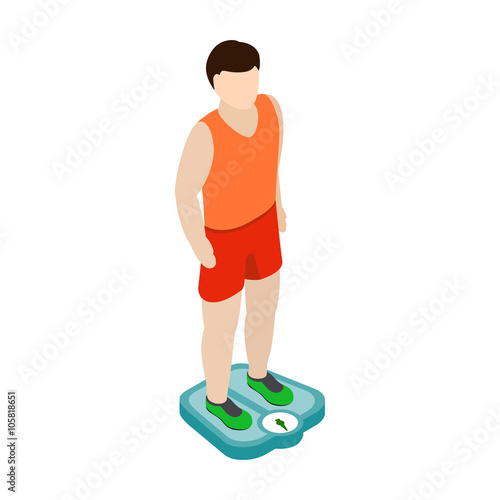 Man on the scales icon, isometric 3d style