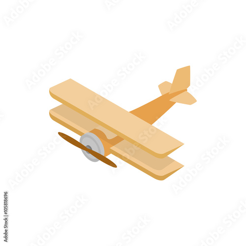Biplane icon, isometric 3d style 