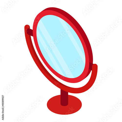 Round table mirror icon, isometric 3d style