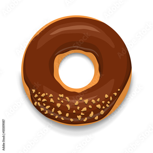 Chocolate donut icon, cartoon style