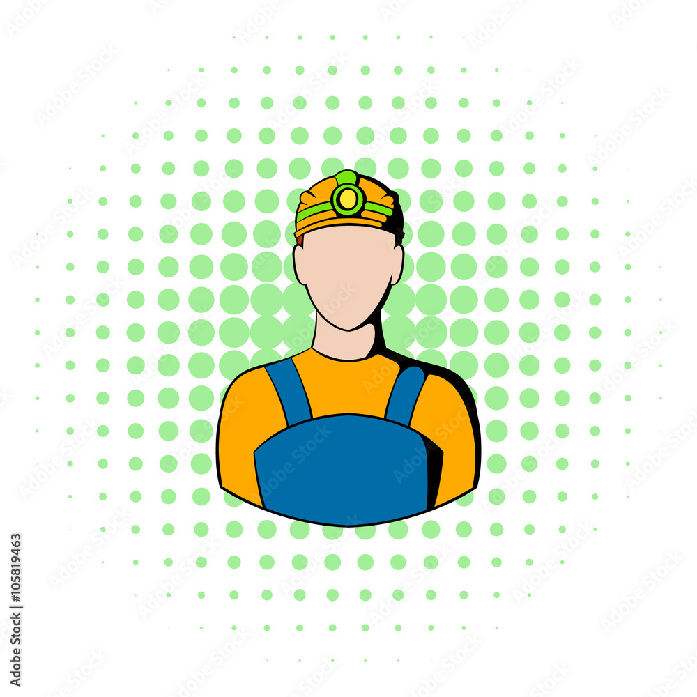 Coal miner icon, comics style Coal miner icon, comics style