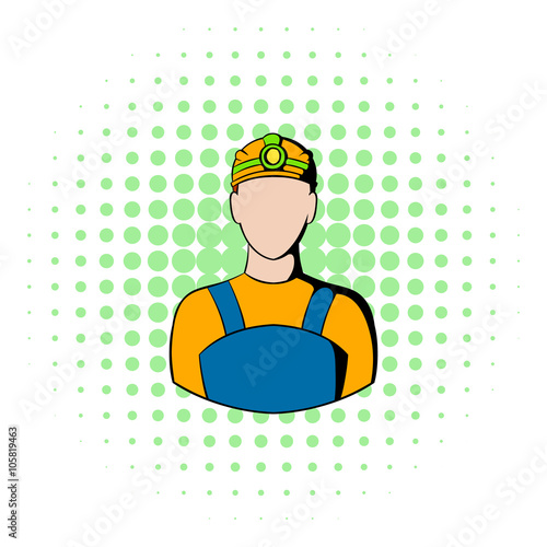 Coal miner icon, comics style