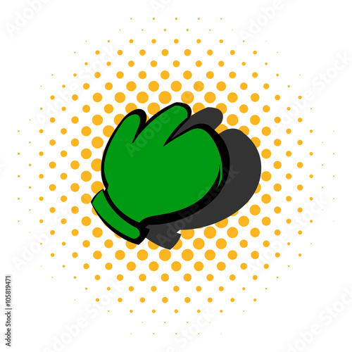 Work glove icon, comics style