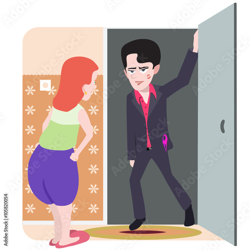 wife meets her husband after a spree