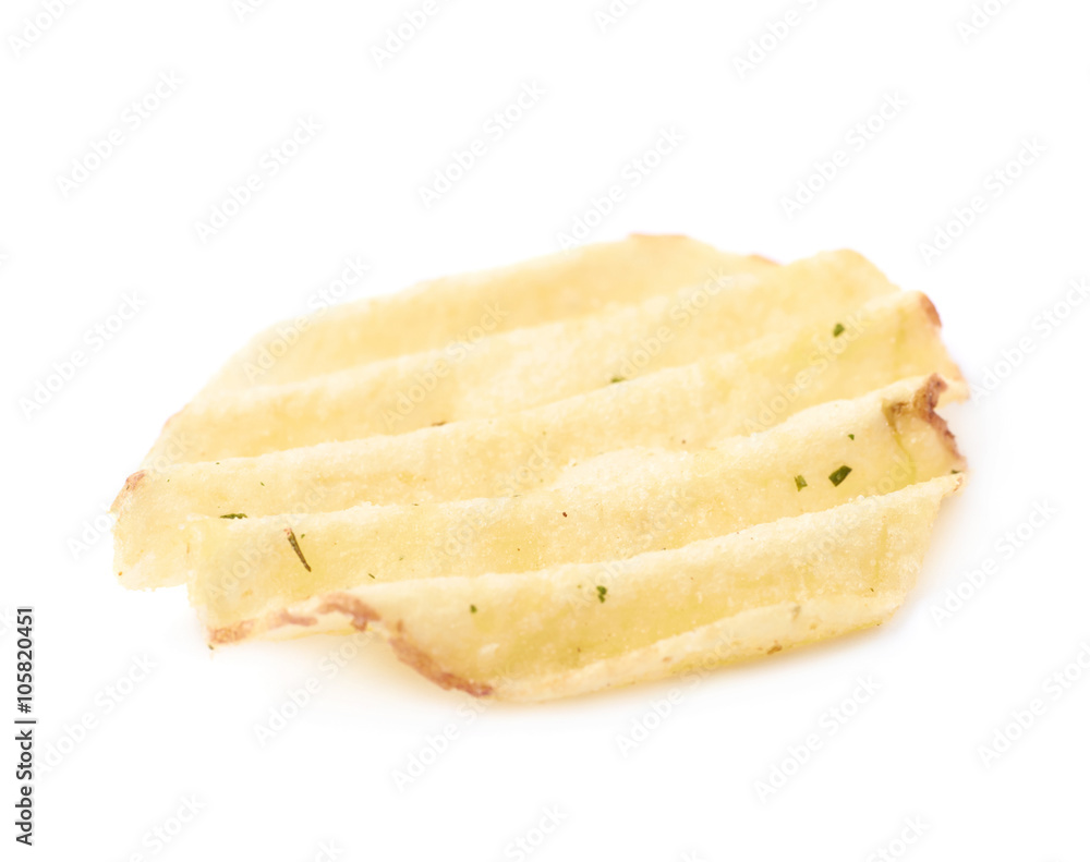 Single potato chip crisp isolated Single potato chip crisp isolated