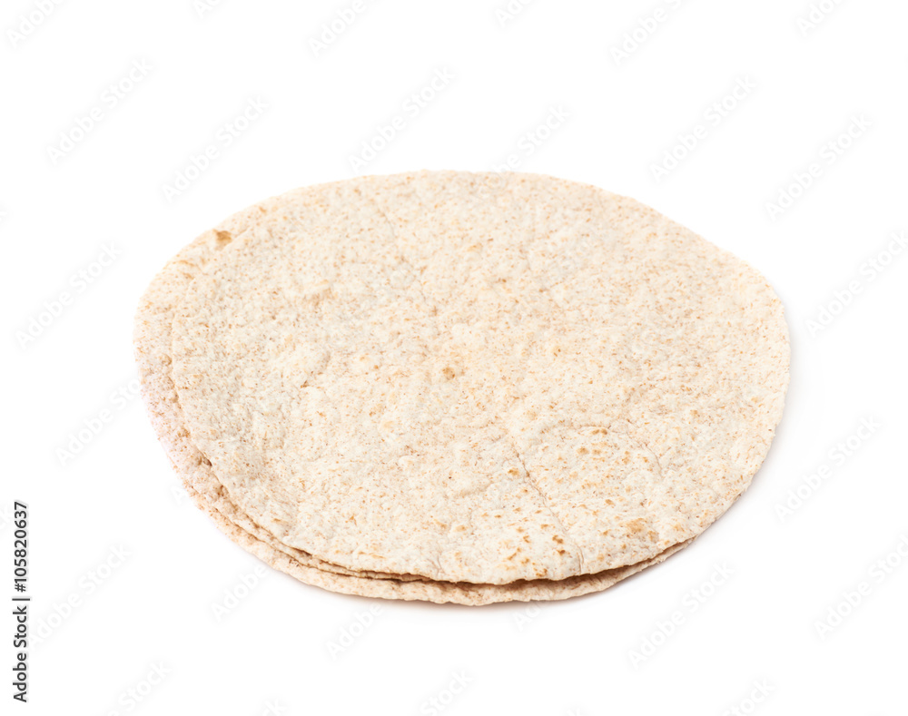 Pile of wheat tortillas isolated Pile of wheat tortillas isolated