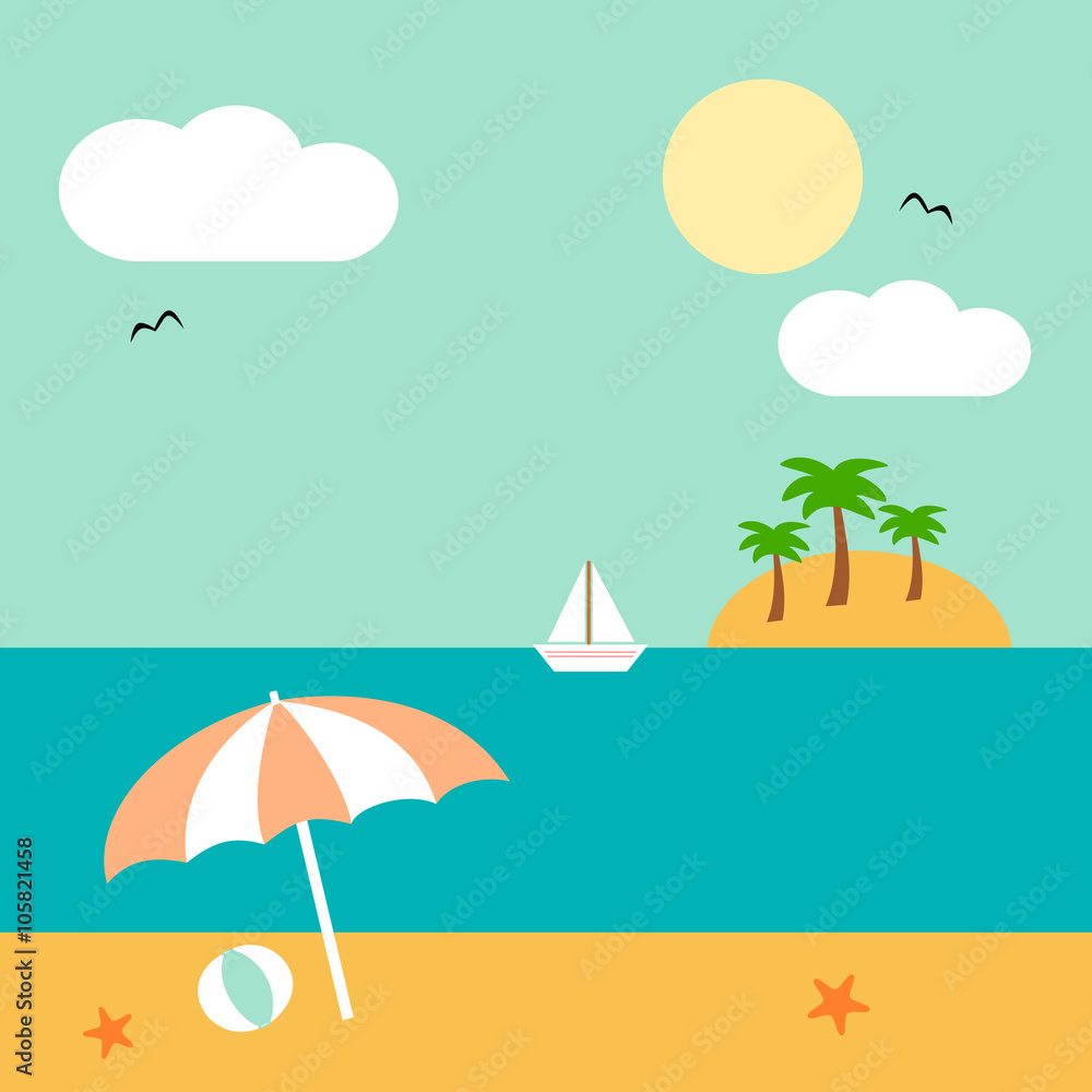 cartoon cute summer landscape vector illustration