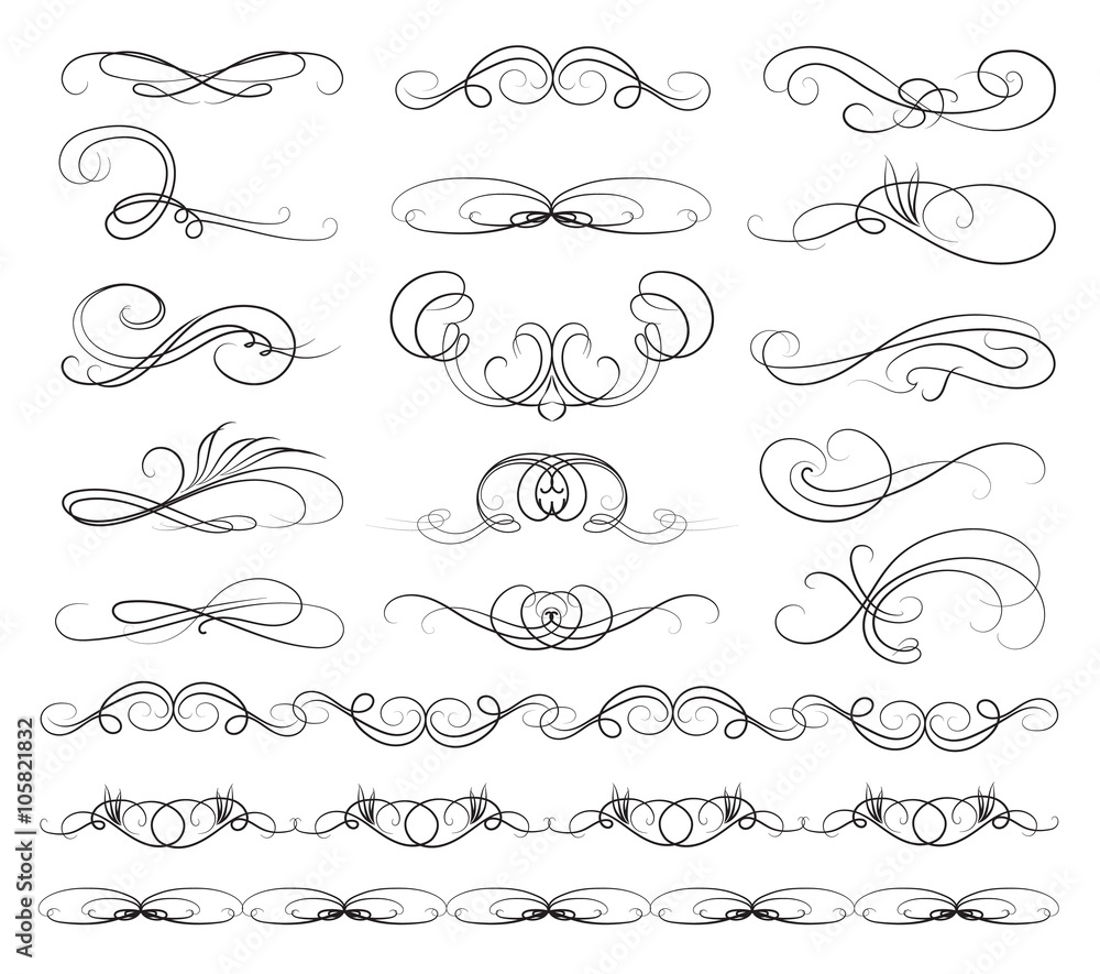 Set of Calligraphic lines